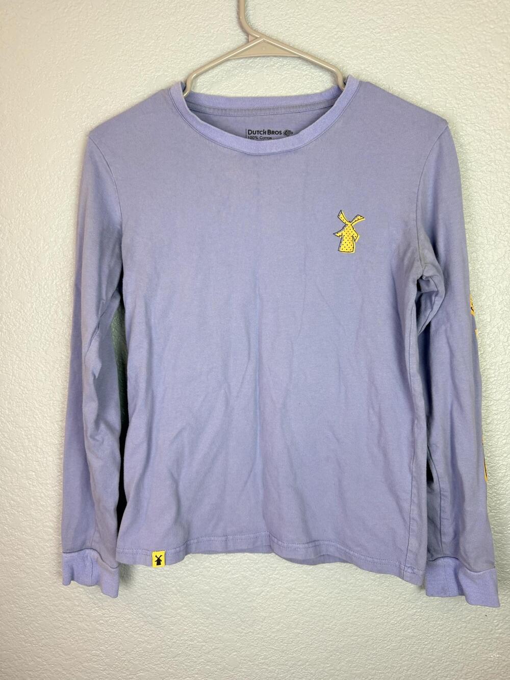 Dutch Bros Coffee Shirt Womens Small Purple Logo Graphic Long Sleeve Tee Top
